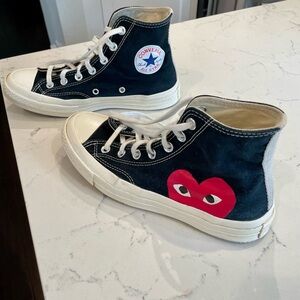 Comme des Garcons Black and Red High-Top Sneakers